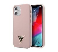GUESS GUHCP12SLSTMLP Coque de Protection en Silicone pour iPhone 12 Mini 5,4" Rose Clair Noir