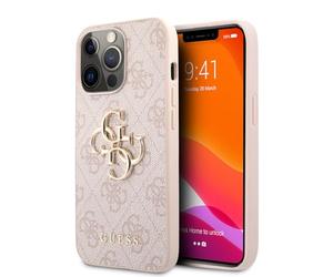Guess GUHCP13L4GMGPI Coque pour iPhone 13 Pro / 13 6,1" avec Logo 4G Big Metal Rose