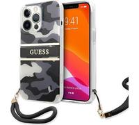 Guess GUHCP13LKCABBK Étui rigide pour iPhone 13 Pro / 13 6,1 noir/noir Camo Strap Collection Étui pour téléphone portable