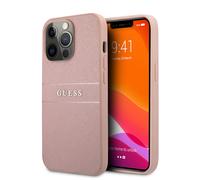 Guess GUHCP13LPSASBPI Coque de Protection pour iPhone 13 Pro / 13 6,1' Motif Rayures Saffiano Rose