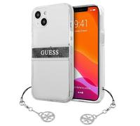 Guess GUHCP13MKB4GGR iPhone 13 / 14 / 15 6,1" Hardcase transparent 4G Grey Strap Charm Housse de protection