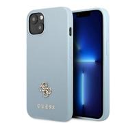 GUESS GUHCP13MPS4MB Coque Rigide pour iPhone 13 6,1" Bleu Saffiano 4G Petit Logo en métal