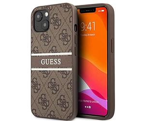 Guess GUHCP13S4GDBR Coque de Protection pour iPhone 13 Mini 5,4" Marron à Rayures 4G