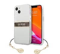 Guess GUHCP13SKB4GBR Coque pour iPhone 13 Mini 5,4" Transparent 4G Marron, x, Silicone, Agate