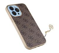 GUESS GUHCP13XGF4GBR Coque en Polycarbonate pour iPhone 13 Pro Max 6,7" Marron 4G Charms Collection