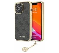 Guess GUHCP13XGF4GGR Coque pour iPhone 13 Pro Max 6,7" Gris 4G Charms Collection, 6,7", Polycarbonate, Agate