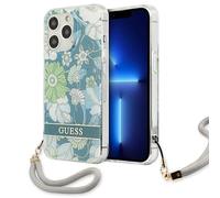 Guess GUHCP13XHFLSN iPhone 13 Pro Max 67 vert/vert Hardcase Flower Strap Housse pour téléphone portable