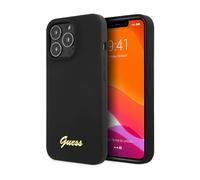 Guess GUHCP13XLSLMGBK Housse silicone Script Or Logo Noir - iPhone 13 Pro Max