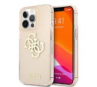 Guess GUHCP13XPCUGL4GGO Coque de Protection pour iPhone 13 Pro Max 6,7" Motif Paillettes dorées 4G