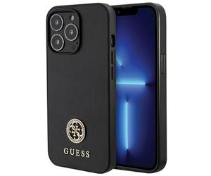 Guess GUHCP13XPS4DGPK Coque Rigide pour iPhone 13 Pro Max 6,7" Noir avec Strass et Logo en métal