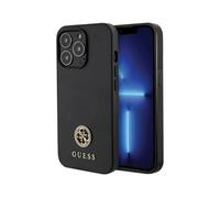 Guess GUHCP13XPS4DGPK Étui rigide avec logo en métal et strass, noir - iPhone 13 Pro Max