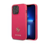 Guess GUHCP13XPS4MF Saffiano 4G Petit étui métal à logo, rose - iPhone 13 Pro Max