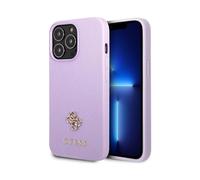 Guess GUHCP13XPS4MU Saffiano 4G Petit étui métallique à logo, violet - iPhone 13 Pro Max