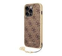 Guess GUHCP14LGF4GBR Coque de Protection Rigide pour iPhone 14 Pro 6 Marron 1'' 4G Charms Collection Noir