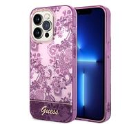 Guess GUHCP14LHGPLHF Coque Rigide pour iPhone 14 Pro 6 1" Fuchsia/Fuschia Porcelain Collection Noir
