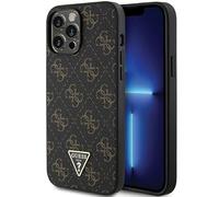 GUESS GUHCP14LPG4GPK Coque Rigide pour iPhone 14 Pro 6,1Noir 4G Triangle Metal Logo
