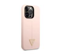 Guess GUHCP14LSLTGP Etui en silicone avec logo triangle, rose - iPhone 14 Pro