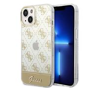 Guess GUHCP14MHG4MHG Coque de Protection Rigide pour iPhone 14 Plus 6,7" Doré/doré 4G Motif Script