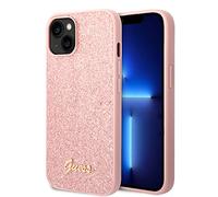 Guess Housse Glitter Script Rose - iPhone 14 / 15 Plus
