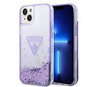 Guess GUHCP14MLFCTPU Coque Rigide pour 14 Plus 17,0 cm Violet Paillettes Liquides Collection Palmier