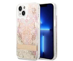 Guess GUHCP14MLFLSD Coque Rigide pour iPhone 14 Plus 6,7" Doré Paisley Liquid Glitter