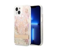 Coque pour Apple iPhone 14 Plus Flowers à paillettes flottantes Guess Dorée