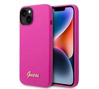 Guess GUHCP14MSLSMF Coque de Protection Rigide en Silicone pour iPhone 14 Plus 6,7" Fuchsia/Fuschia Motif Logo doré
