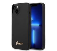 Guess GUHCP14MSLSMK Coque de Protection Rigide en Silicone pour iPhone 14 Plus 6,7" Noir Logo doré