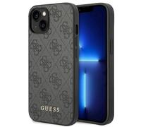 Guess GUHCP14SG4GFGR Coque Rigide pour iPhone 14 6,1" Gris/Gris Logo 4G Métal doré