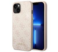 Guess GUHCP14SG4GFPI Coque Rigide pour iPhone 14 6,1" Rose/Logo 4G Métal Doré