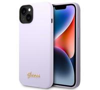 Guess GUHCP14SSLSMF coque pour iPhone 14 6.1", violet, violet, rigide, silicone, style vintage logo doré