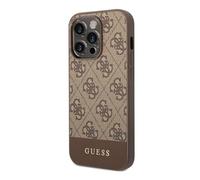 Guess GUHCP14XG4GLBR Coque Rigide pour iPhone 14 Pro Max 6 7" Marron/Marron 4G Stripe Collection Noir