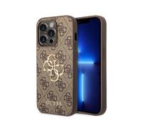 Guess Coque GUHCP15L4GMGBR pour iPhone 15 Pro 6,1" Marron Rigide Logo Métal 4G