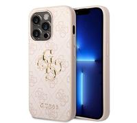 Guess GUHCP15L4GMGPI Coque pour iPhone 15 Pro 6,1" Rose Rigide 4G Logo Big Metal