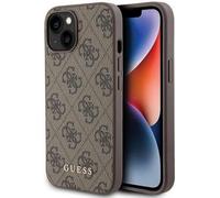 GUESS GUHCP15LG4GFBR Coque pour iPhone 15 Pro 6.1" Marron Coque Rigide 4G métal Logo doré