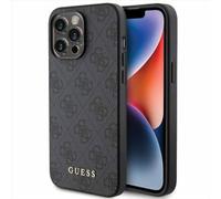 GUESS GUHCP15LG4GFGR Coque pour iPhone 15 Pro 6,1" Gris Coque Rigide 4G Metal Gold Logo