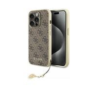 GUESS GUHCP15LGF4GBR Coque pour iPhone 15 Pro 6,1" Marron Rigide 4G Collection Charms