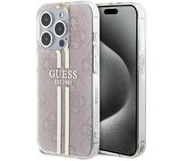 Guess GUHCP15LH4PSEGP Coque pour iPhone 15 Pro 6,1" Rose Coque Rigide IML 4G Rayure Dorée