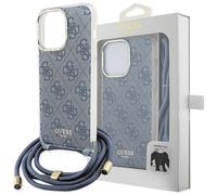 Guess GUHCP15LHC4SEB iPhone 15 Pro 6.1" bleu hardcase Crossbody Cord 4G Print Housse de protection