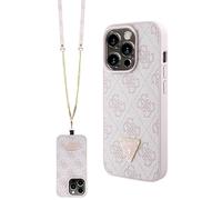 Guess GUHCP15LP4TDSCPP Étui Rigide pour iPhone 15 Pro 6,1" Rose avec Logo en métal