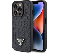 Guess Guhcp15Lpcrthck Iphone 15 Pro 6.1 Noir/Noir Étui Rigide Croco Triangle Logo Métal