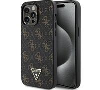 GUESS GuHCP15LPG4GPK Coque pour iPhone 15 Pro 6.1" Noir Rigide 4G Triangle Logo Métal
