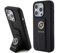 Guess GUHCP15LPGSSADK iPhone 15 Pro noir étui rigide Grip Stand 4G Saffiano Strass
