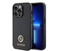 Guess GUHCP15LPS4DGPK Coque Rigide pour iPhone 15 Pro 6,1" Noir avec Strass et Logo en métal