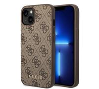 GUESS GUHCP15MG4GFBR Coque pour iPhone 15 Plus 6,7" Marron Coque Rigide 4G Métal Or Logo