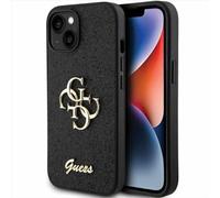 Guess Apple iPhone 15 Plus Housse de protection Glitter Script Big 4G Noir