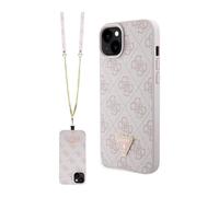 Guess GUHCP15MP4TDSCPP Housse Crossbody 4G Metal Logo Rose - iPhone 15 Plus