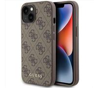 Coque Pour IPhone 15 Guess En Cuir Synthétique Marron Avec Logo Doré