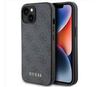 GUESS GUHCP15SG4GFGR Coque pour iPhone 15 6,1" Gris Coque Rigide 4G Métal Or Logo