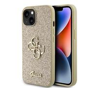 Guess GUHCP15SHG4SGD Coque pour iPhone 15 6,1" Doré Rigide Script Script Big 4G